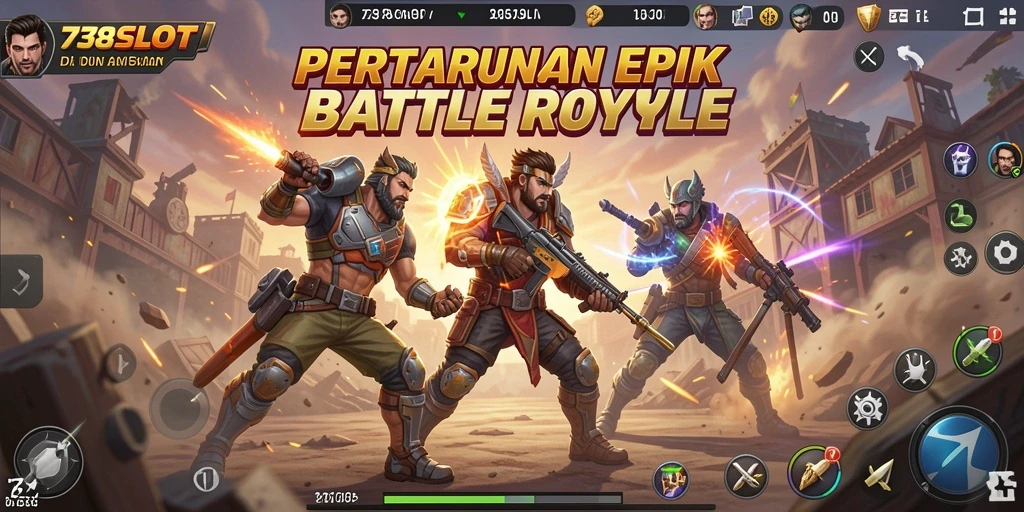 Screenshot gameplay Battle Royale yang menampilkan pertempuran intens.