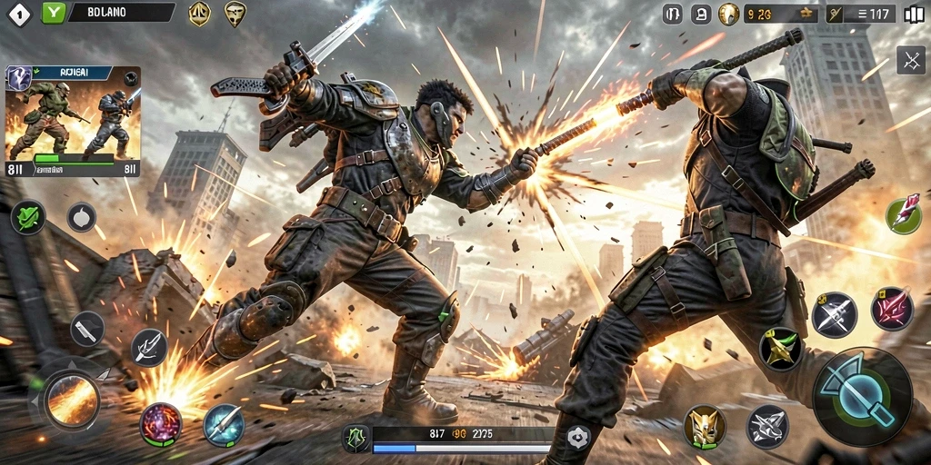 Screenshot gameplay 8II menunjukkan pertarungan yang intens dan mendebarkan.