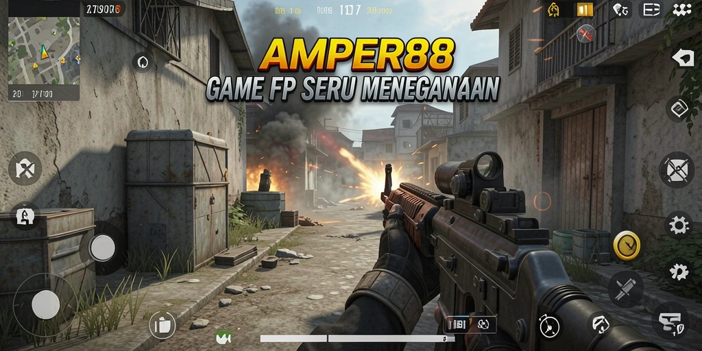 Screenshot dari gameplay seru AMPER88 yang penuh aksi FPS.