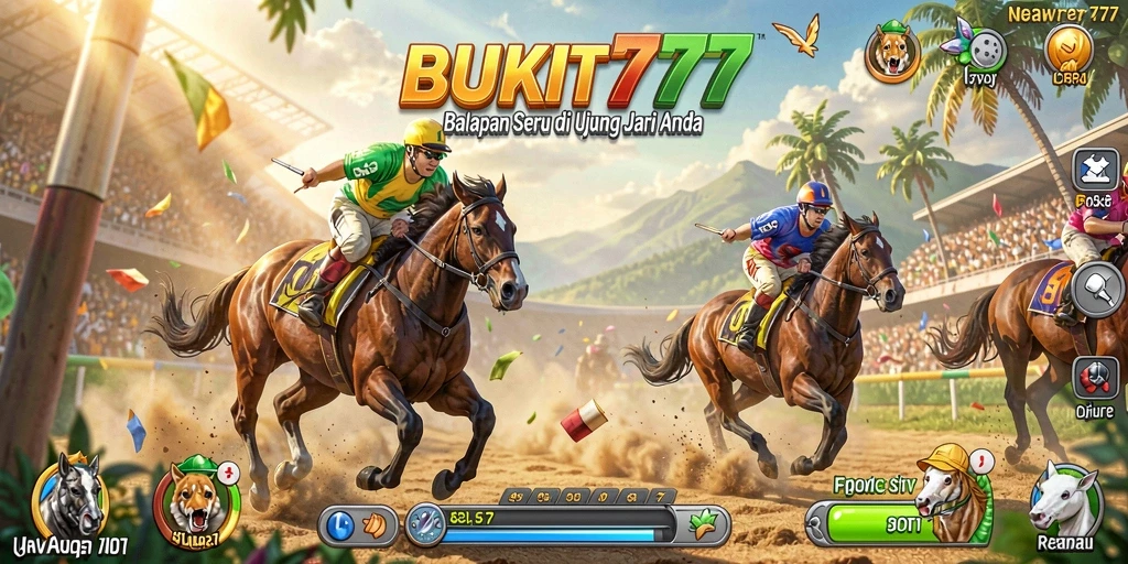 Screenshot BUKIT777 menampilkan aksi balapan yang intens dan mendebarkan.
