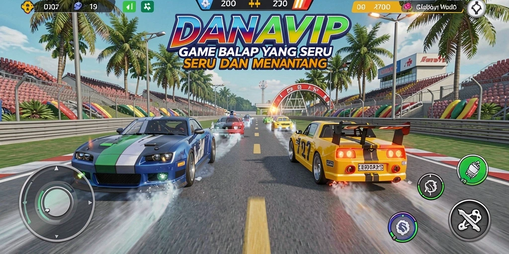 Screenshot gameplay balapan menegangkan di DANAVIP.