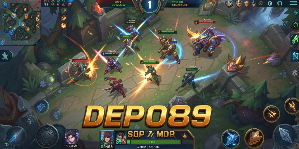 Tampilan seru dari gameplay DEPO89 dalam dunia MOBA.