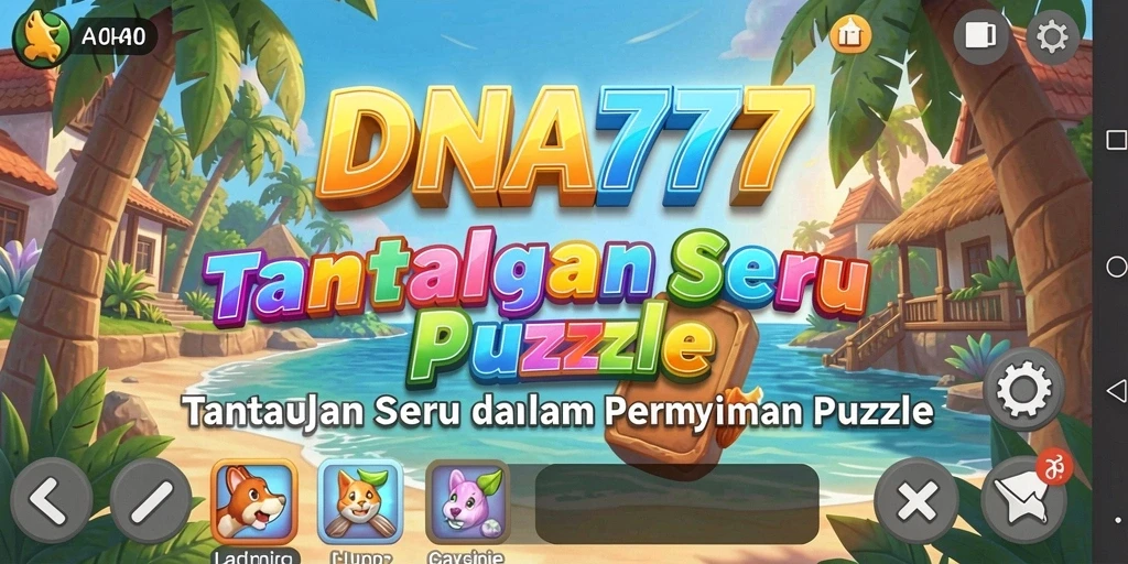 Screenshot utama menampilkan gameplay menantang puzzle di DNA777.