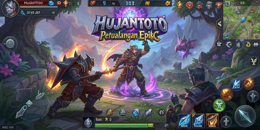 Tangkapan layar dari gameplay HUJANTOTO yang menampilkan aksi seru dan dunia yang luas.