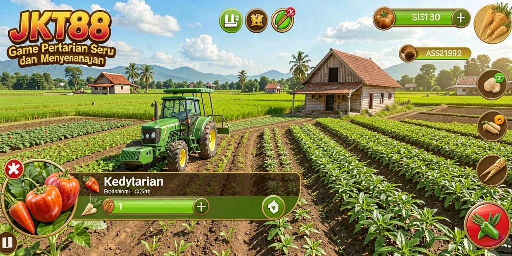 Gameplay menarik JKT88 saat bertani dan panen.