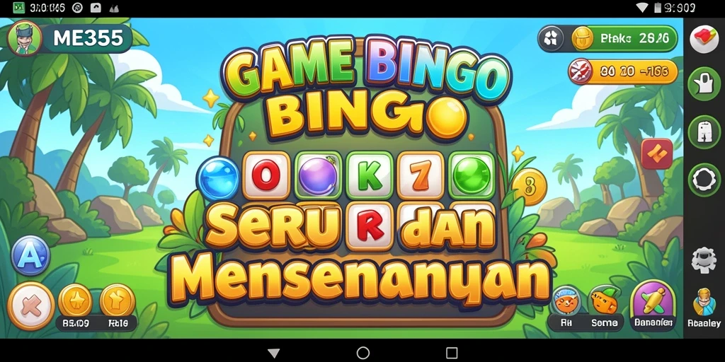 Tampilan utama ME355 menampilkan gameplay Bingo yang seru.