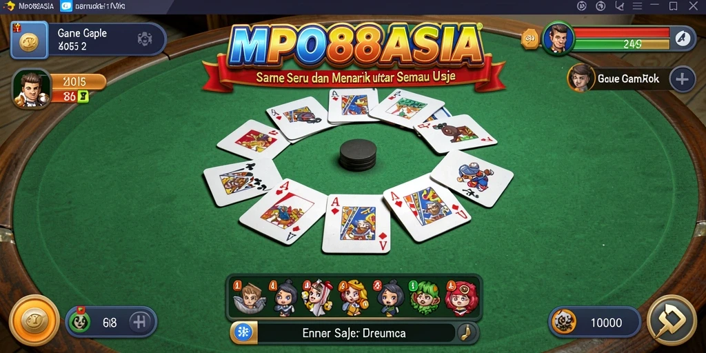Screenshot gameplay MPO88ASIA menampilkan momen seru dalam permainan Gaple.