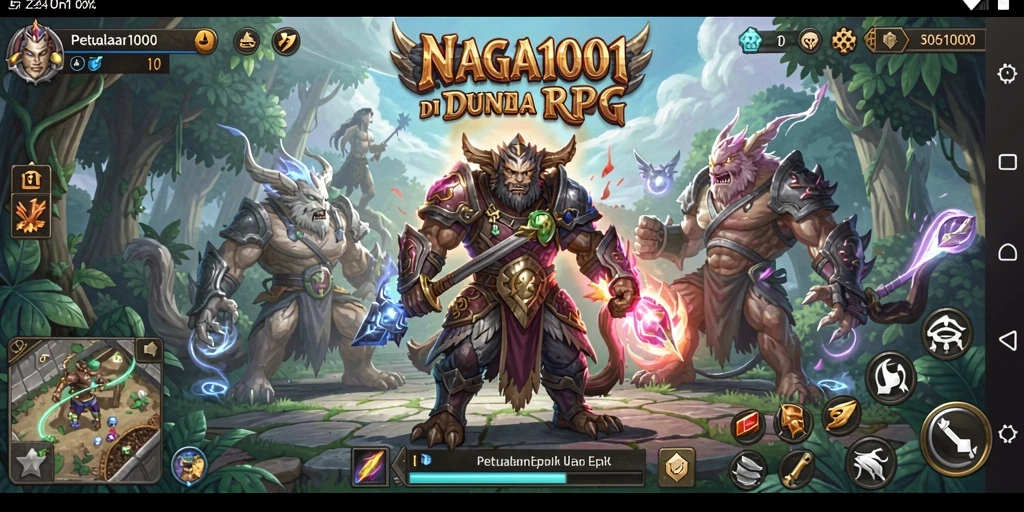 Tampilan gameplay epik dalam NAGA1001 dengan pertarungan seru.