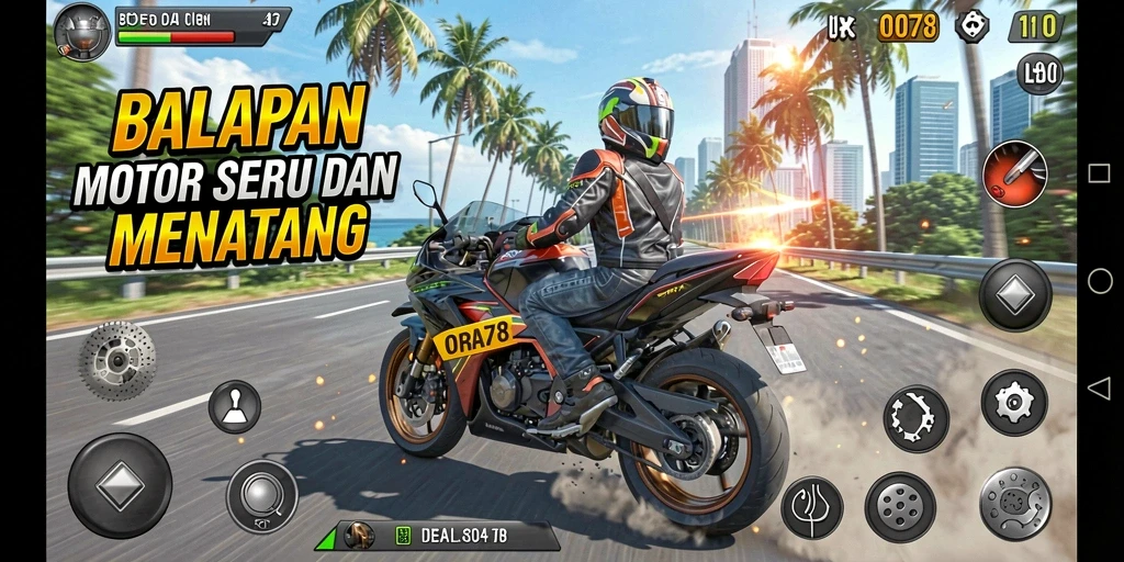 Tampilan aksi balapan motor yang seru dan menegangkan