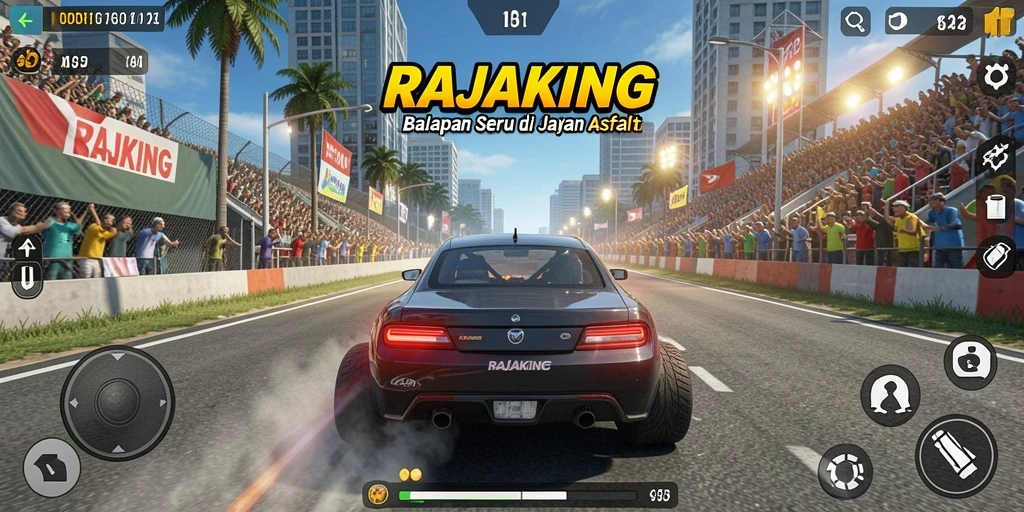 Screenshot aksi balap seru dalam RAJAKING.