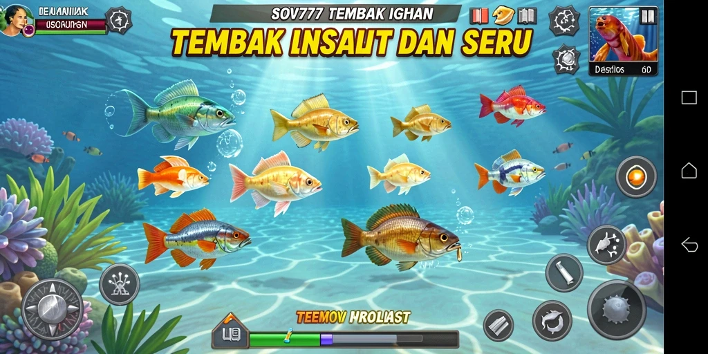 Tampilan gameplay SOV777 dengan aksi menembak ikan yang seru.
