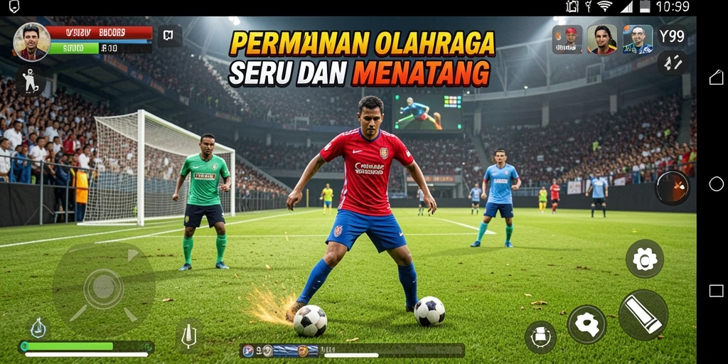 Tampilan gameplay Y89 menunjukkan keseruan berbagai olahraga yang dapat dimainkan.