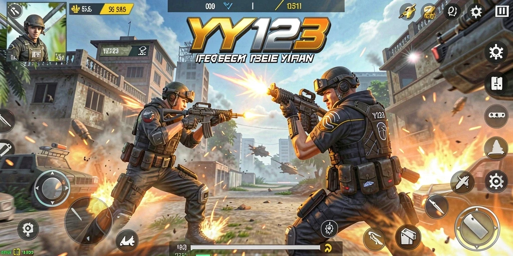 Tangkapan layar menunjukkan aksi intens dari gameplay YY123.